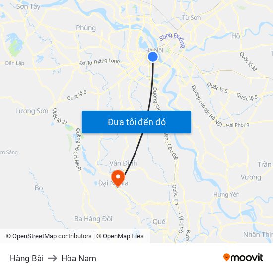 Hàng Bài to Hòa Nam map
