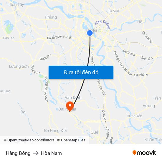 Hàng Bông to Hòa Nam map