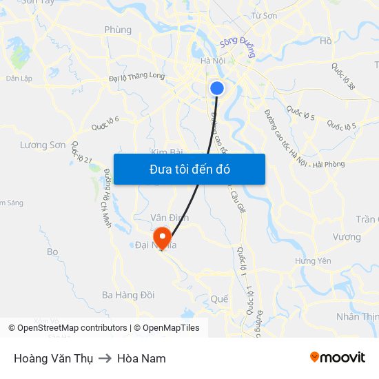 Hoàng Văn Thụ to Hòa Nam map