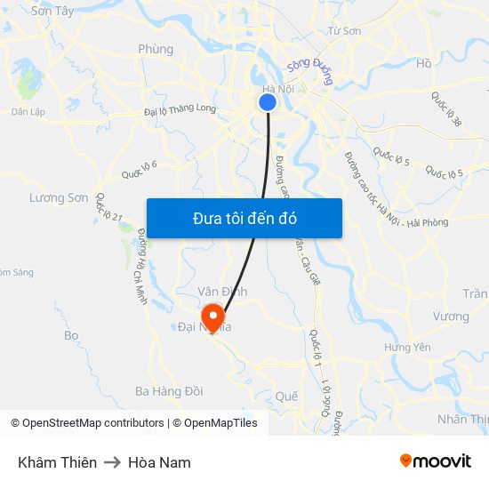 Khâm Thiên to Hòa Nam map