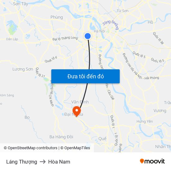 Láng Thượng to Hòa Nam map
