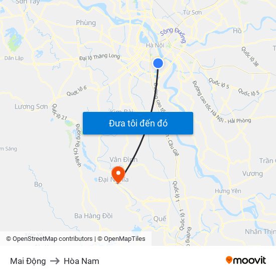 Mai Động to Hòa Nam map