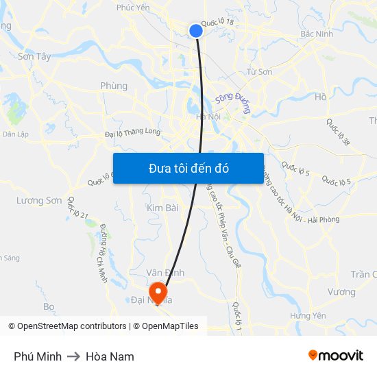 Phú Minh to Hòa Nam map