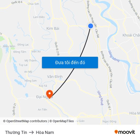 Thường Tín to Hòa Nam map