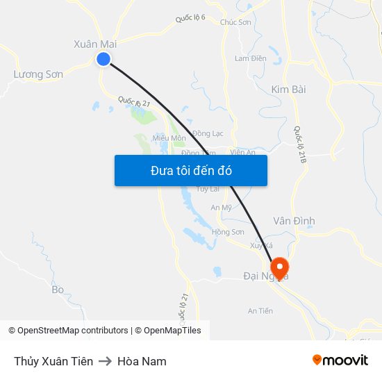 Thủy Xuân Tiên to Hòa Nam map