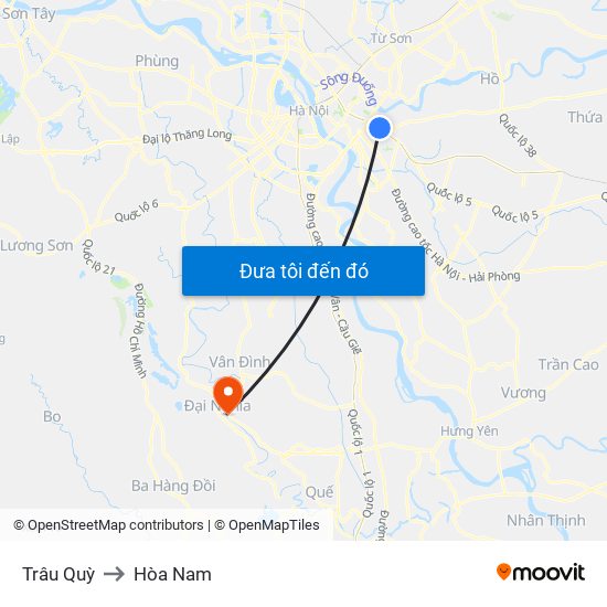 Trâu Quỳ to Hòa Nam map