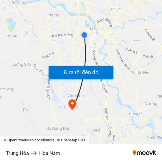 Trung Hòa to Hòa Nam map