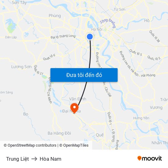 Trung Liệt to Hòa Nam map