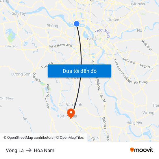 Võng La to Hòa Nam map