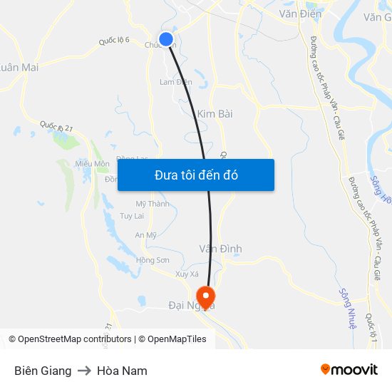 Biên Giang to Hòa Nam map