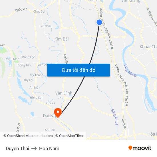 Duyên Thái to Hòa Nam map