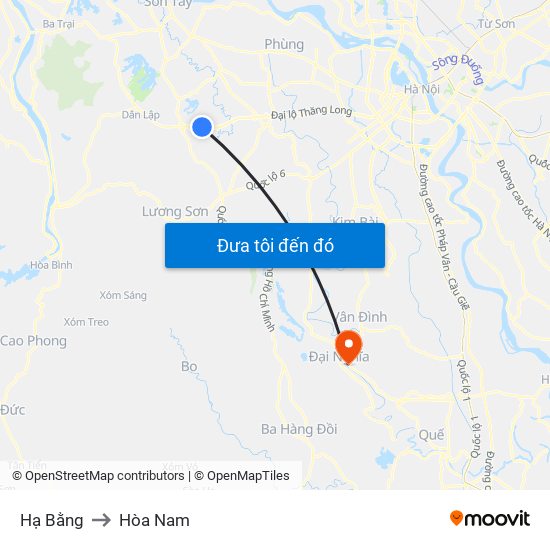 Hạ Bằng to Hòa Nam map