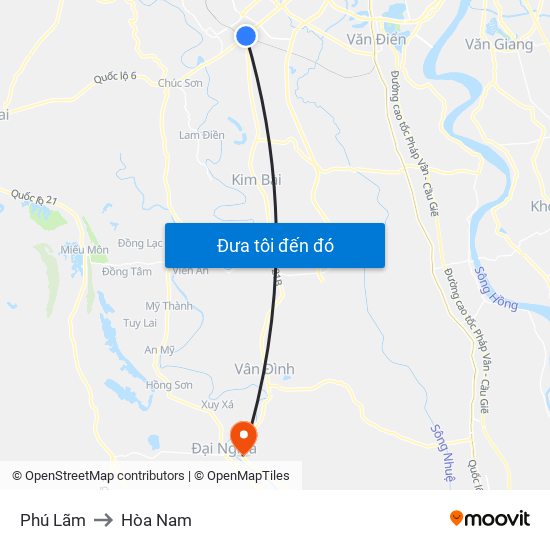 Phú Lãm to Hòa Nam map