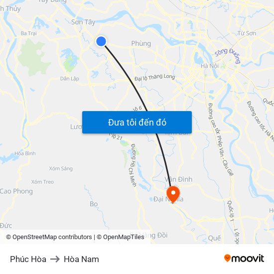 Phúc Hòa to Hòa Nam map