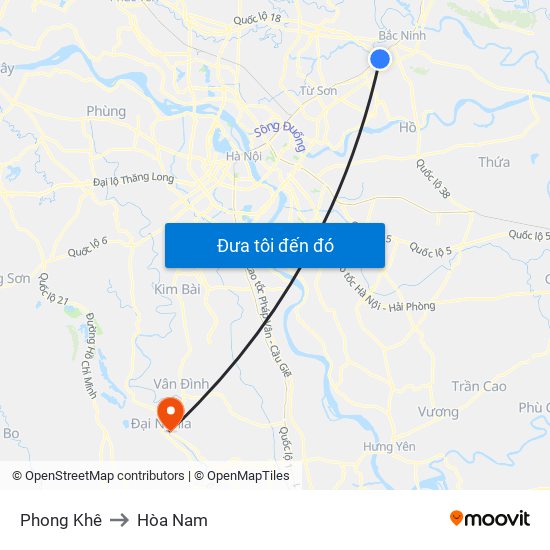 Phong Khê to Hòa Nam map