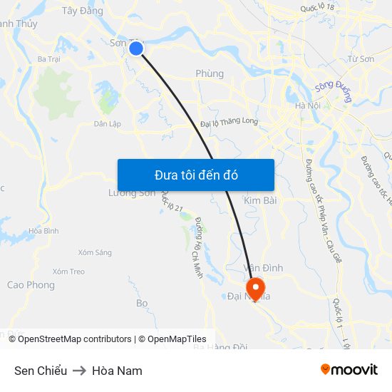 Sen Chiểu to Hòa Nam map