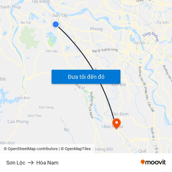 Sơn Lộc to Hòa Nam map