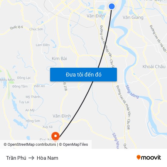 Trần Phú to Hòa Nam map