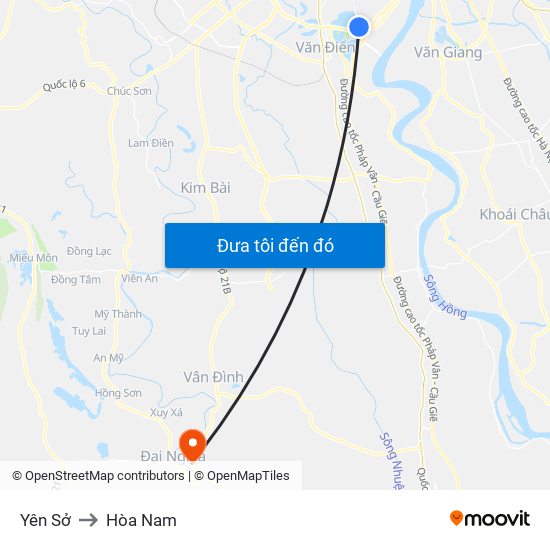 Yên Sở to Hòa Nam map