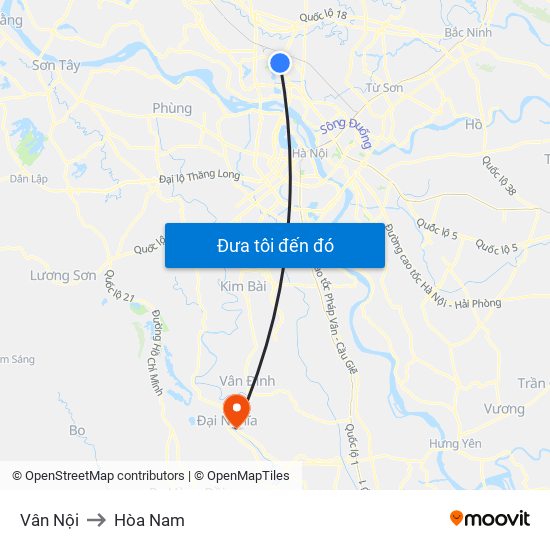 Vân Nội to Hòa Nam map