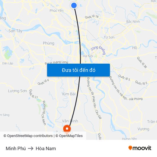 Minh Phú to Hòa Nam map