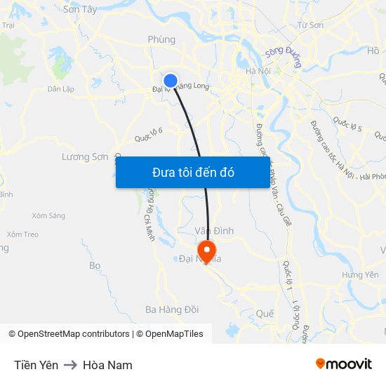 Tiền Yên to Hòa Nam map