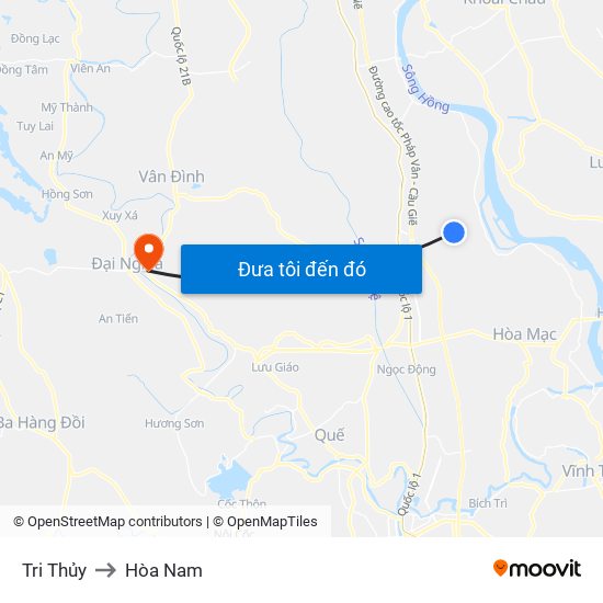 Tri Thủy to Hòa Nam map
