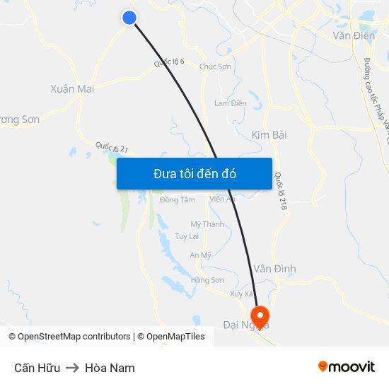 Cấn Hữu to Hòa Nam map