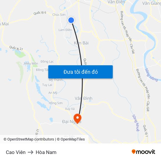 Cao Viên to Hòa Nam map