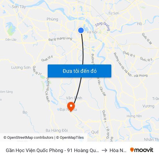 Gần Học Viện Quốc Phòng - 91 Hoàng Quốc Việt to Hòa Nam map