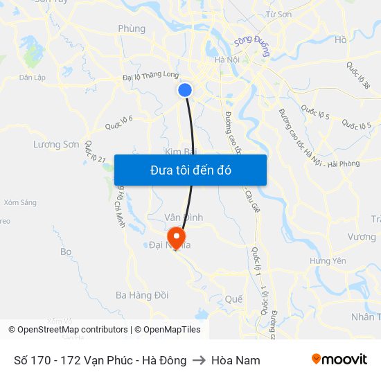 Số 170 - 172 Vạn Phúc - Hà Đông to Hòa Nam map