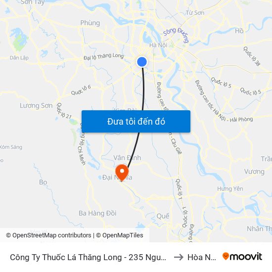Công Ty Thuốc Lá Thăng Long - 235 Nguyễn Trãi to Hòa Nam map
