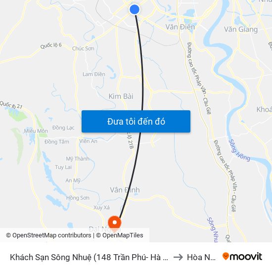 Khách Sạn Sông Nhuệ (148 Trần Phú- Hà Đông) to Hòa Nam map