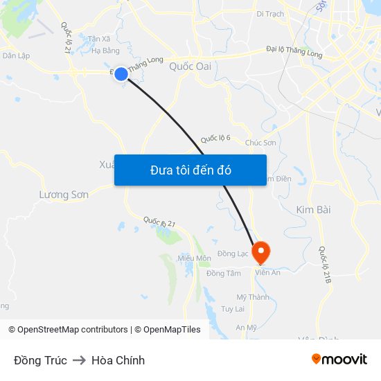 Đồng Trúc to Hòa Chính map