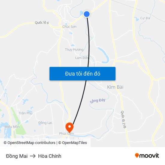 Đồng Mai to Hòa Chính map