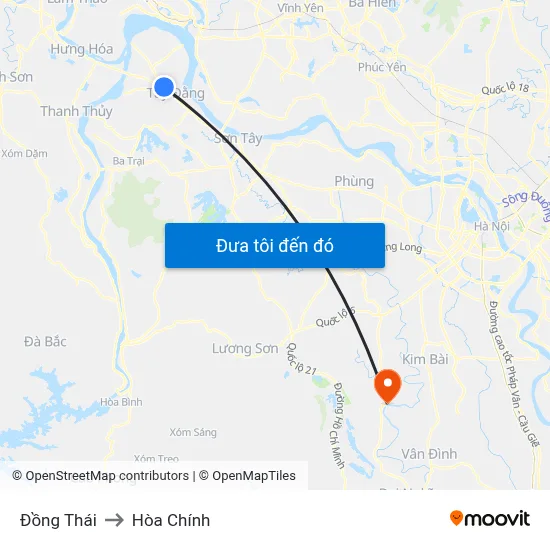 Đồng Thái to Hòa Chính map