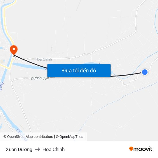 Xuân Dương to Hòa Chính map