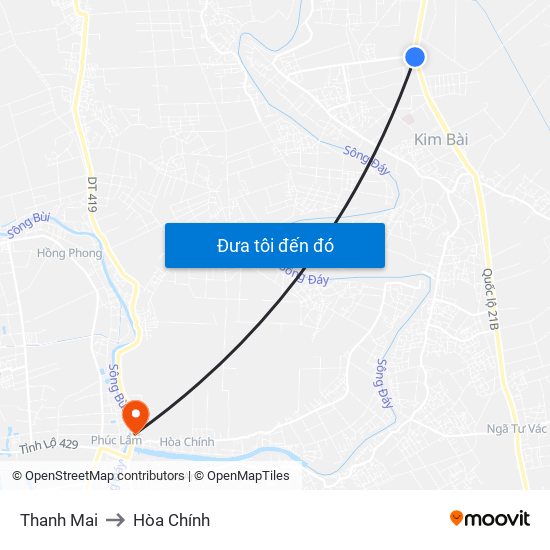 Thanh Mai to Hòa Chính map