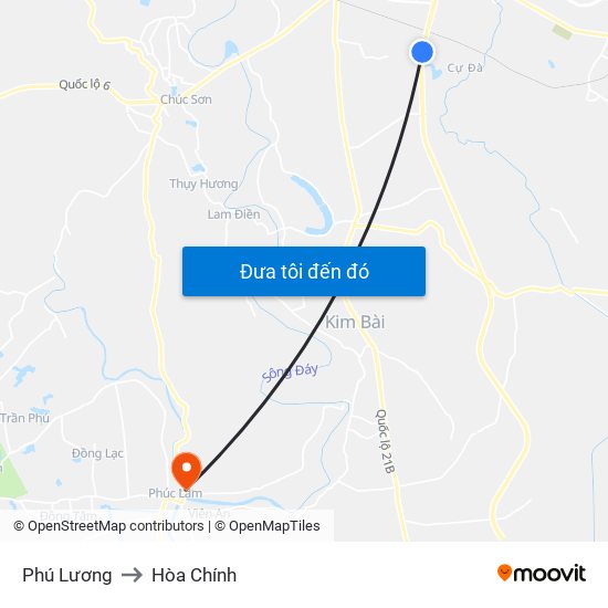 Phú Lương to Hòa Chính map