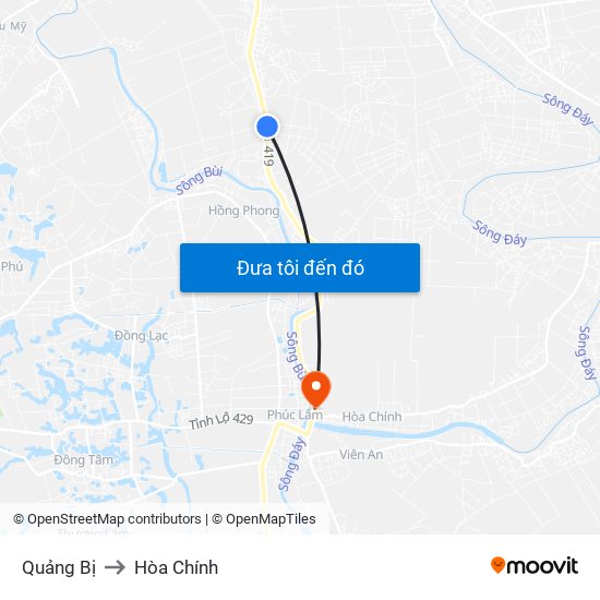 Quảng Bị to Hòa Chính map