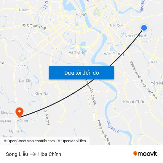 Song Liễu to Hòa Chính map