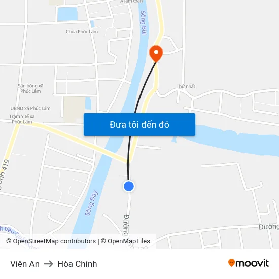 Viên An to Hòa Chính map