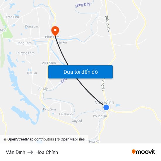 Vân Đình to Hòa Chính map