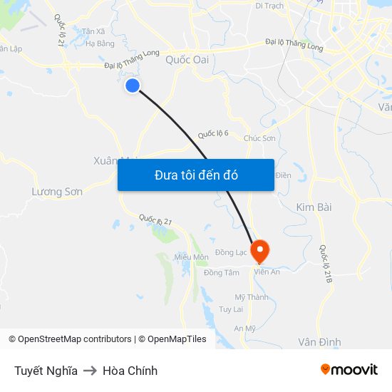 Tuyết Nghĩa to Hòa Chính map