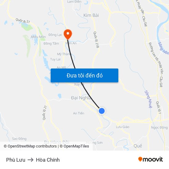 Phù Lưu to Hòa Chính map