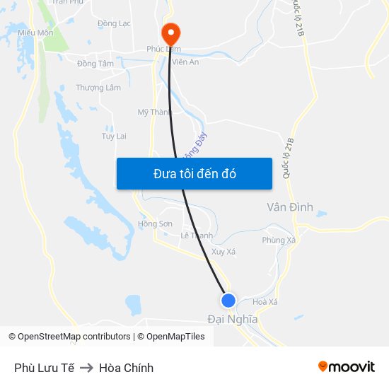 Phù Lưu Tế to Hòa Chính map