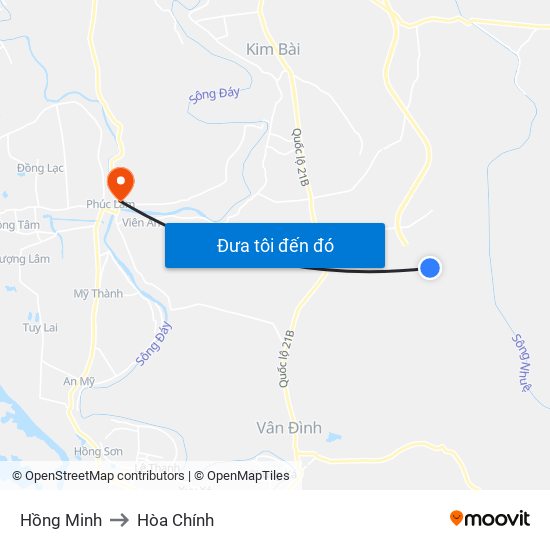 Hồng Minh to Hòa Chính map