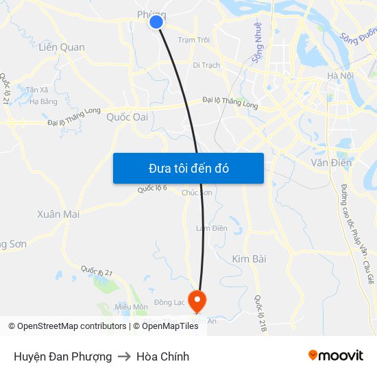 Huyện Đan Phượng to Hòa Chính map