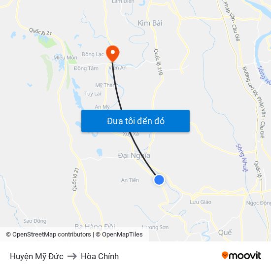 Huyện Mỹ Đức to Hòa Chính map