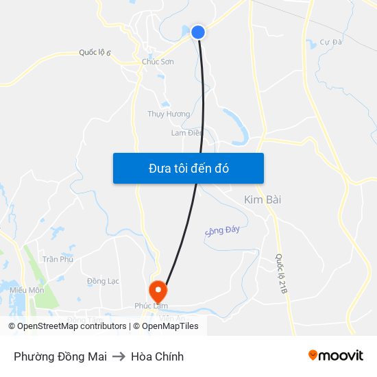 Phường Đồng Mai to Hòa Chính map